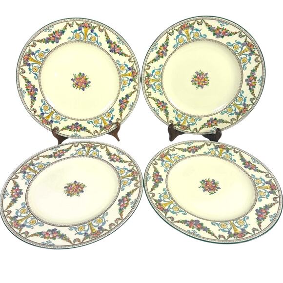 Antique Wedgwood Ventnor Enameled 10.5" Retired Dinner Plate 1920's-Set of 4 - Picture 1 of 8
